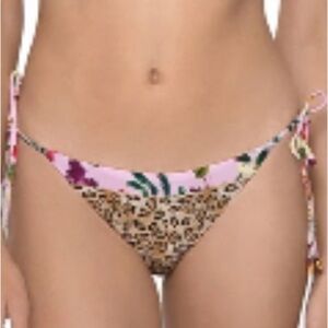 NWT  Pilyq PQ Leopard Eden Mix Up Tie Side Full Bikini Bottom